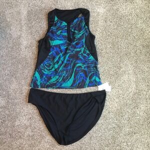 Angel Season 3x Tankini Swimsuit NWT Set Blue Green Abstract Print 3XL